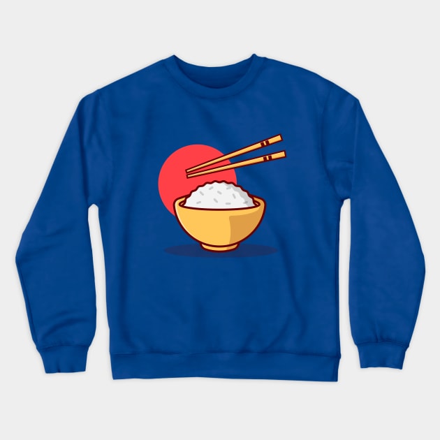 Japanese Rice Bowl with Chopsticks Crewneck Sweatshirt by KH Studio